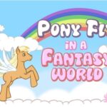 Pony fliegt in einer Fantasiewelt